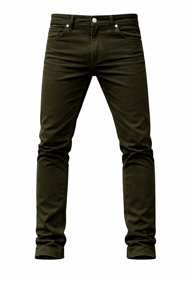 Shadow Denim Men’s Dark Olive Slim-Fit Stretch Jeans