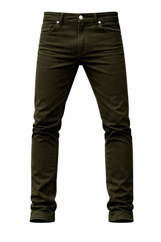 Shadow Denim Men’s Dark Olive Slim-Fit Stretch Jeans