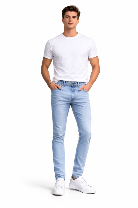 Shadow Denim Men’s Light Stone Wash Slim-Fit Stretch Jeans