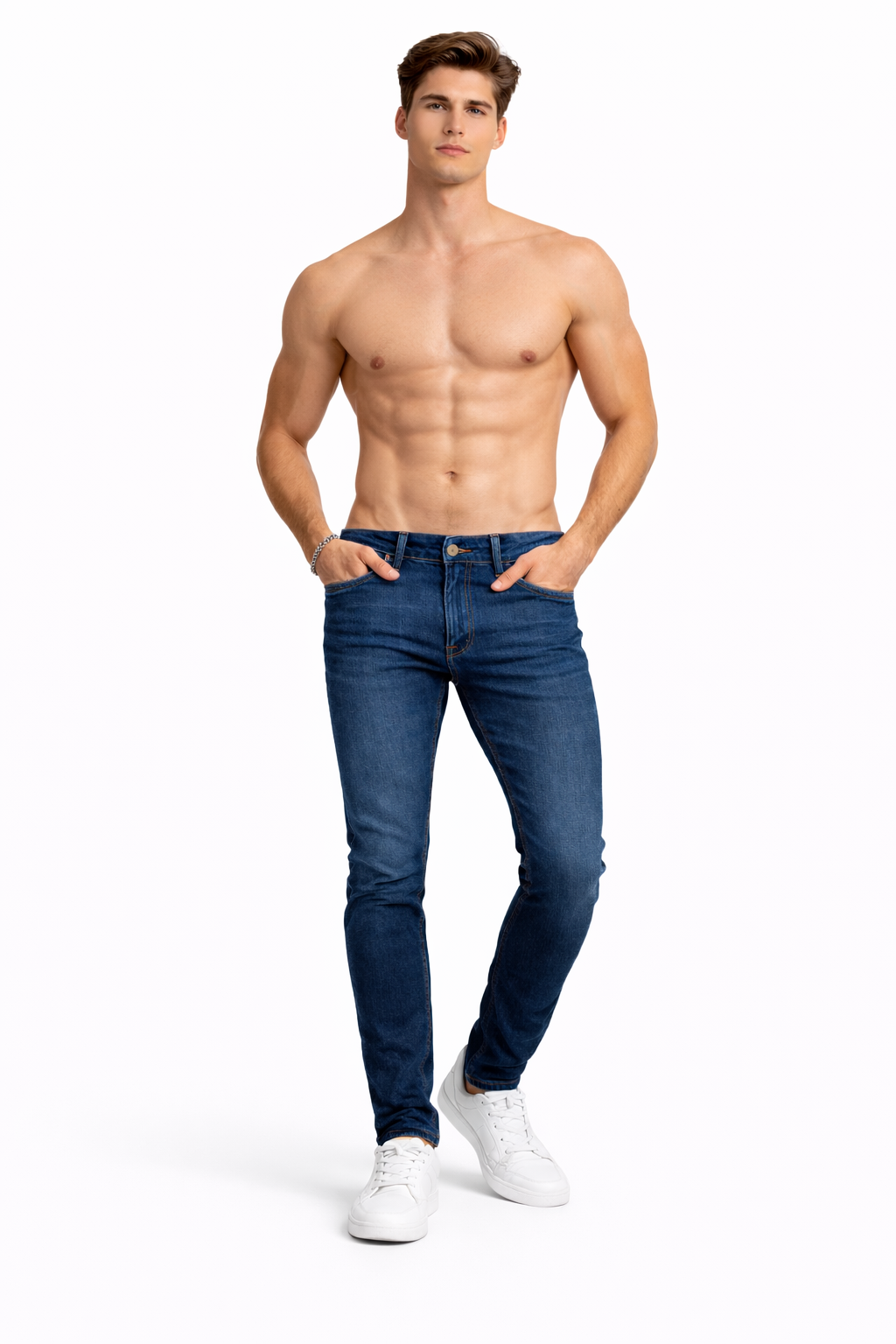 Shadow Denim Men’s Classic Dark Blue Wash Slim-Fit Stretch Jeans