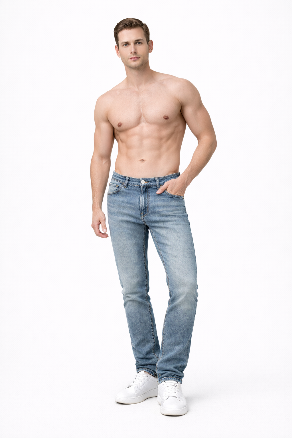 Shadow Denim Men’s Vintage Light Blue Slim-Fit Stretch Jeans