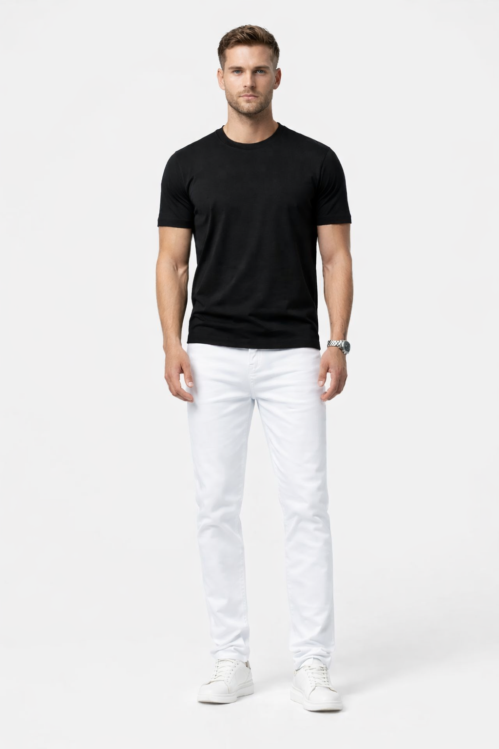 Shadow Denim Men’s Crisp White Slim-Fit Stretch Jeans