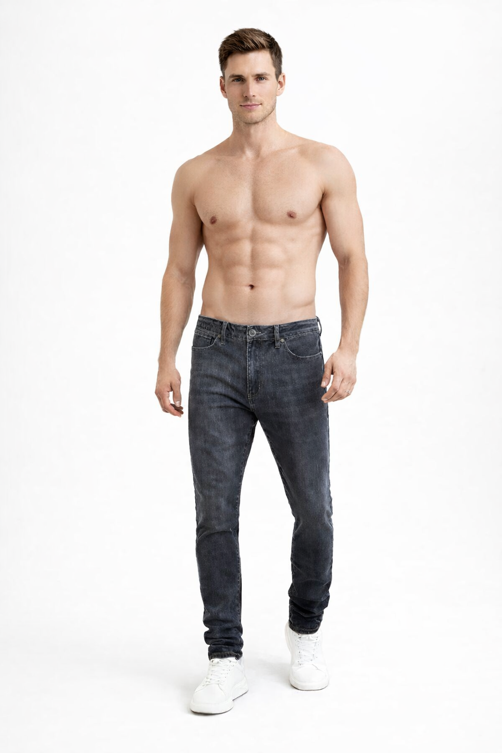 Shadow Denim Men’s Washed Black Slim-Fit Stretch Jeans