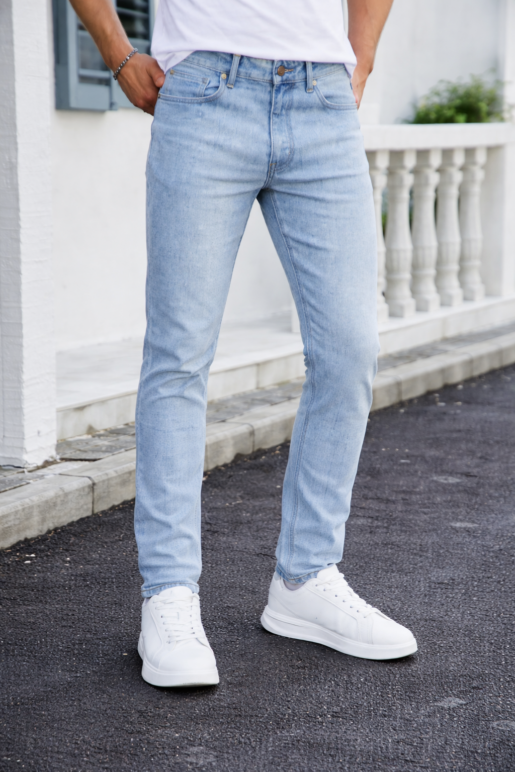 Shadow Denim Men’s Light Stone Wash Slim-Fit Stretch Jeans