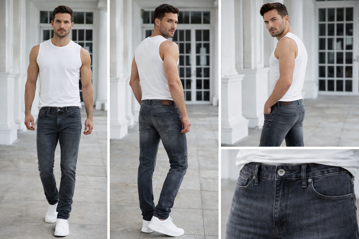 Shadow Denim Men’s Washed Black Slim-Fit Stretch Jeans