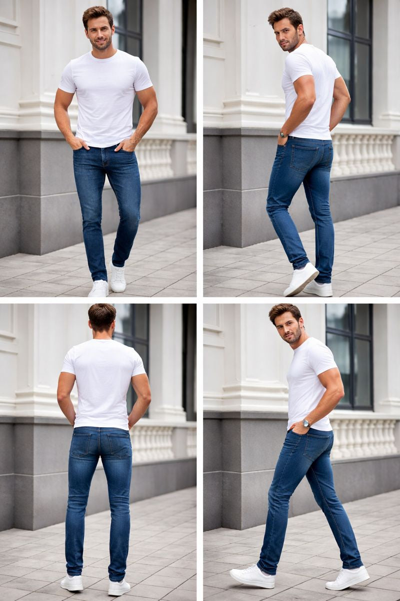 Shadow Denim Men’s Classic Dark Blue Wash Slim-Fit Stretch Jeans