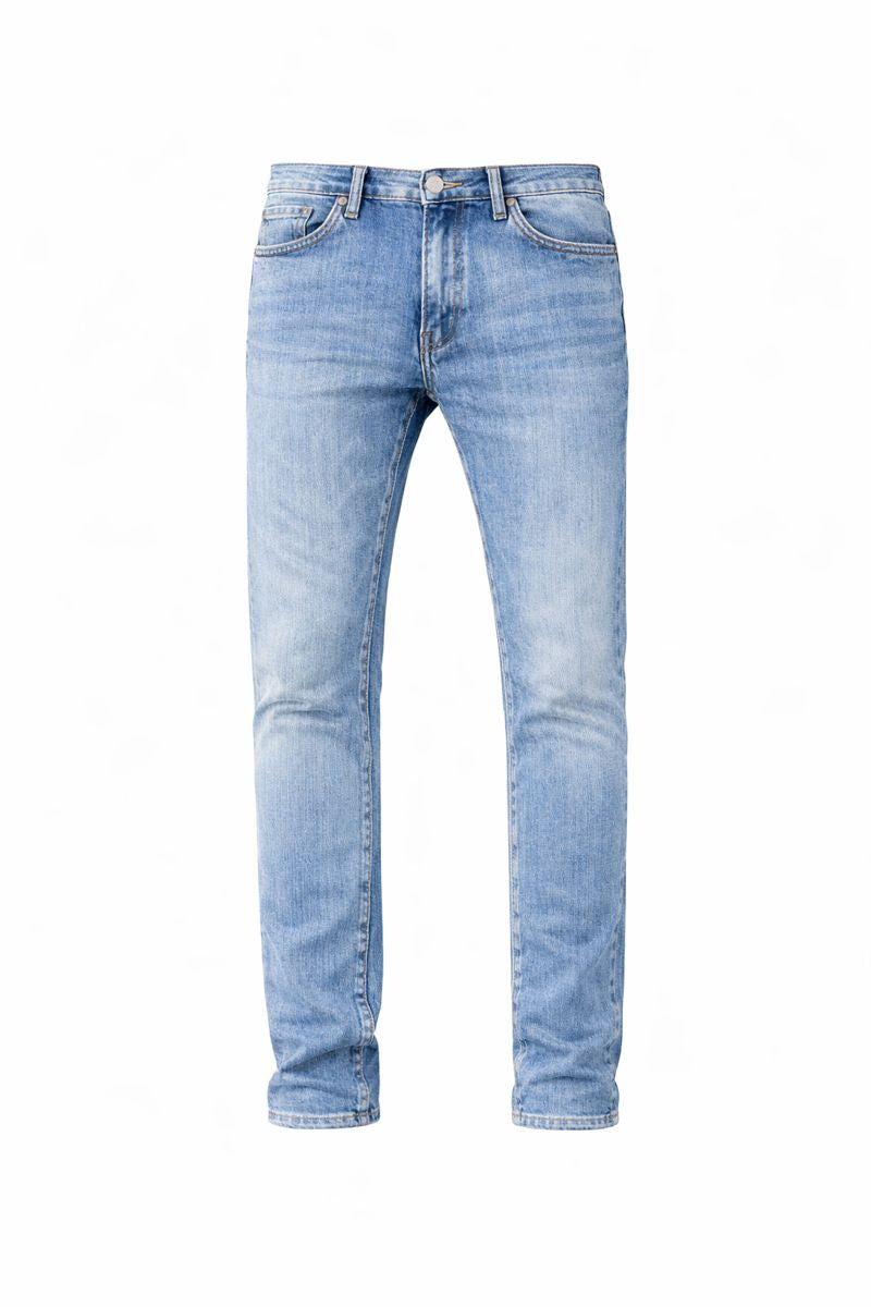 Shadow Denim Men’s Light Blue Vintage Distressed Slim-Fit Stretch Jeans