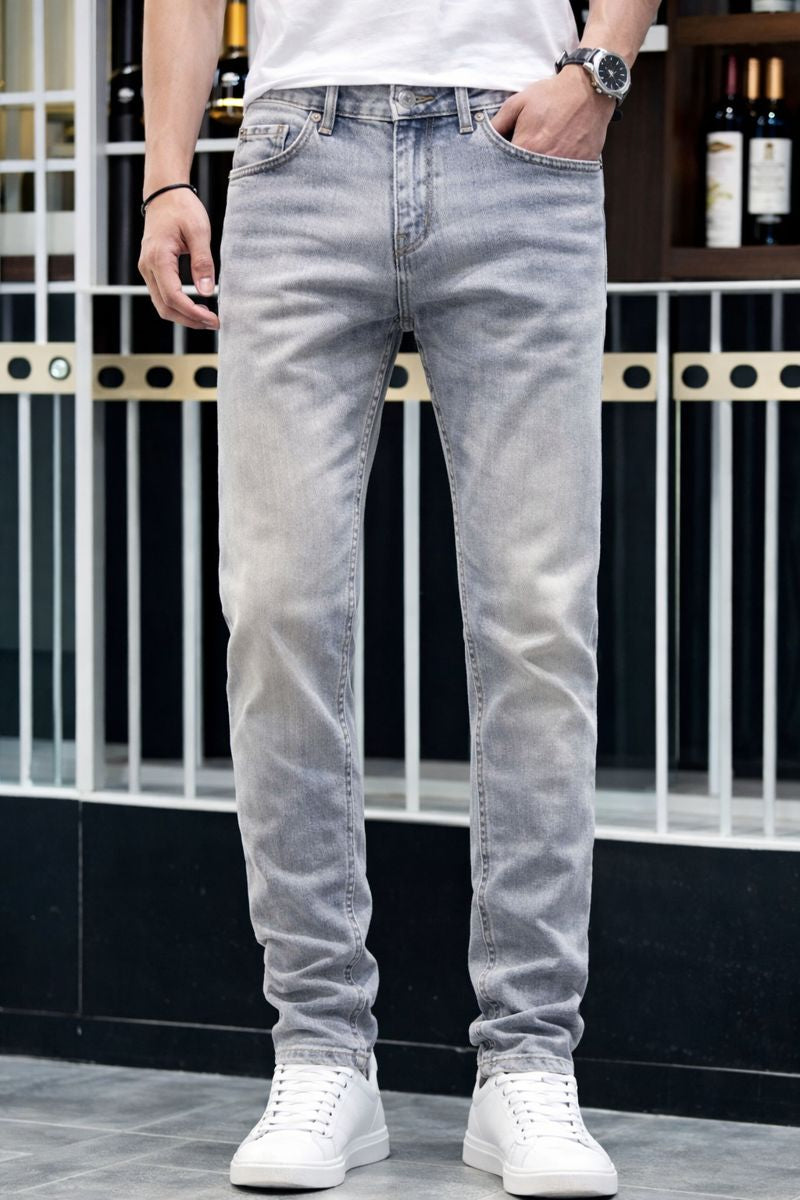 Shadow Denim Men’s Light Gray Wash Slim-Fit Stretch Jeans