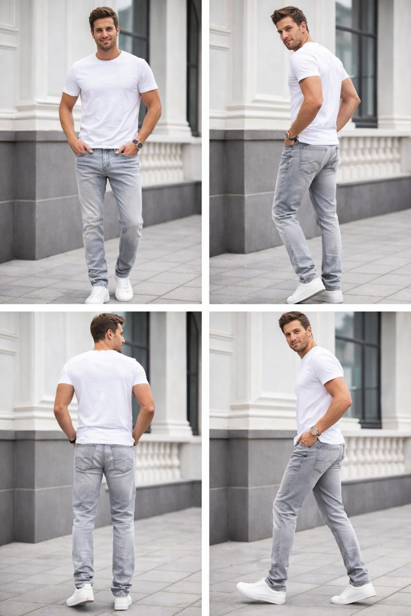 Shadow Denim Men’s Light Gray Wash Slim-Fit Stretch Jeans