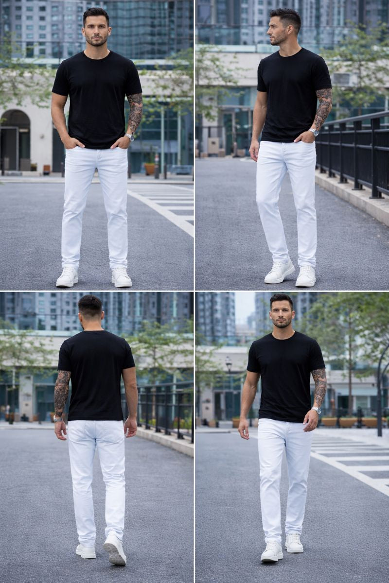 Shadow Denim Men’s Crisp White Slim-Fit Stretch Jeans