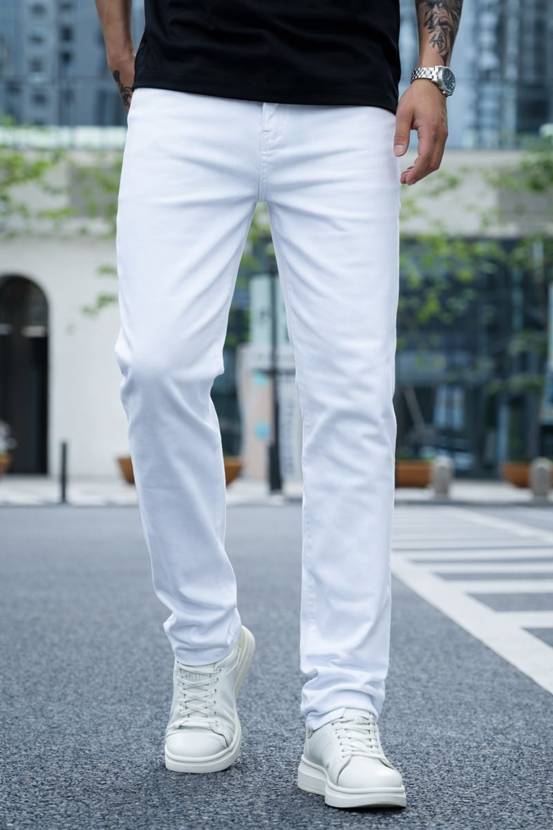 Shadow Denim Men’s Crisp White Slim-Fit Stretch Jeans