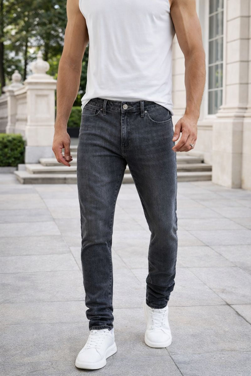 Shadow Denim Men’s Washed Black Slim-Fit Stretch Jeans
